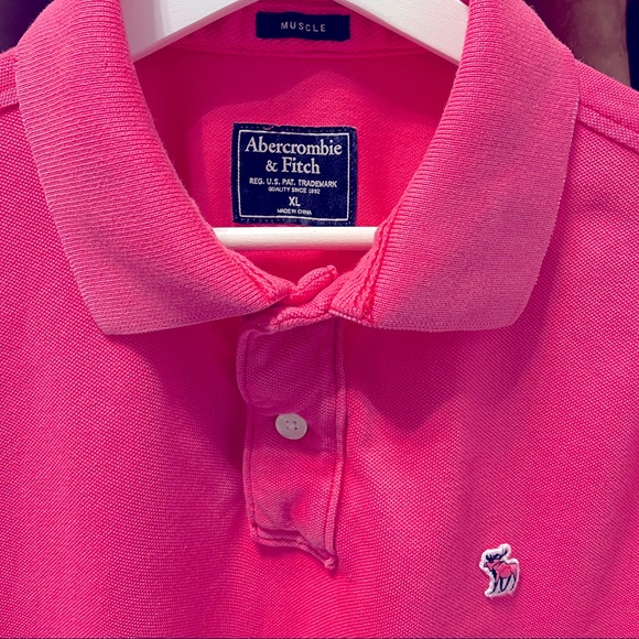 Abercrombie & Fitch muscle polo pink XL - Picture 2 of 5